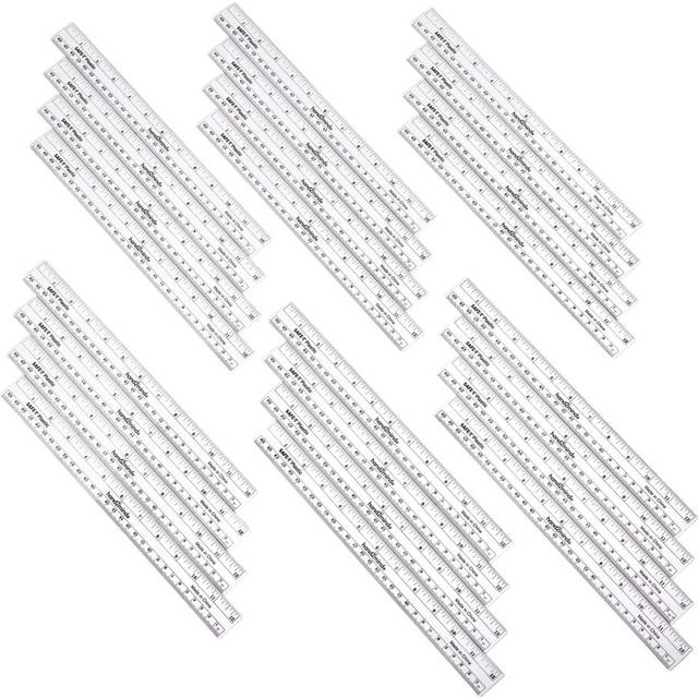 hand2mind Clear 12  Safe-T Plastic Ruler Set  Safety Ruler with Inches  Centimeters  and Millimeters  Flexible Ruler for Kids  Rulers Bulk f