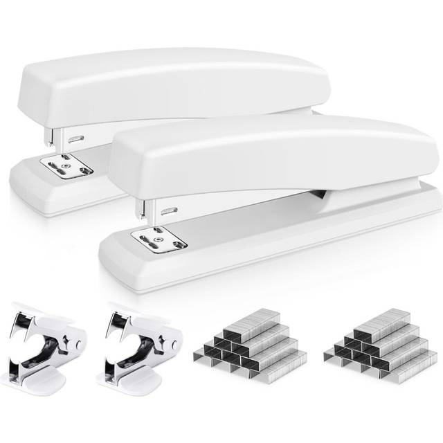 Deli Stapler, Desktop Stapler, Office Stapler, 25 Sheet Capacity, 2pack (White)