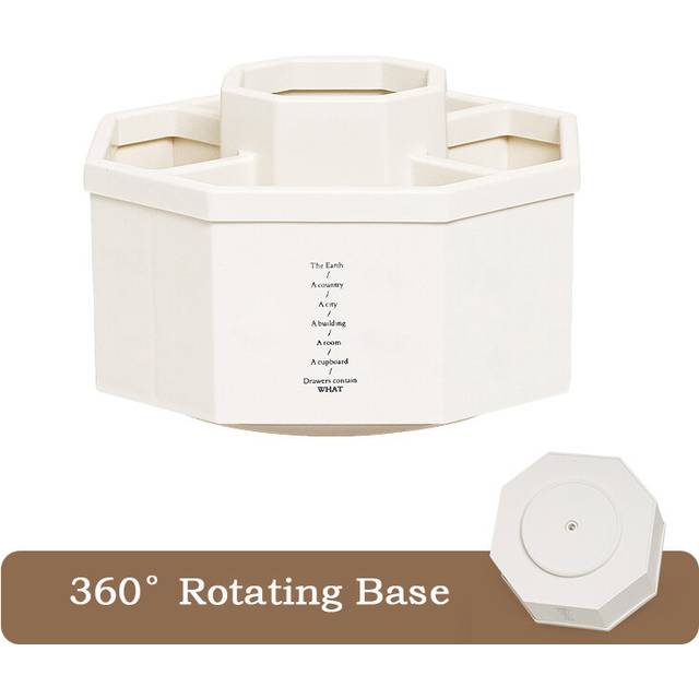 (White B) 360 Rotary Pen Holder Large Capacity Rubber Pencil Storage Box Office