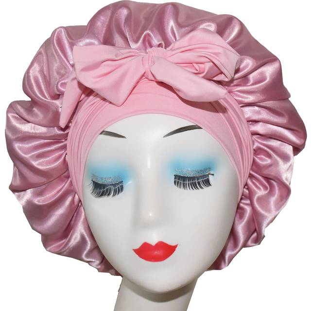 BONNET QUEEN Satin Sovhuvor för Damer Silkesmössa för Sovande Kvinnor, Satin Sovmössa med Justerbart Huvudband för Lockigt, Rose Guld