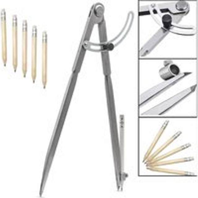 300mm/12inch Pointed Compass, Large Marking Pencil with Pencil Holder for Drawing Circles, Woodworking, Metalworking and Leatherworking