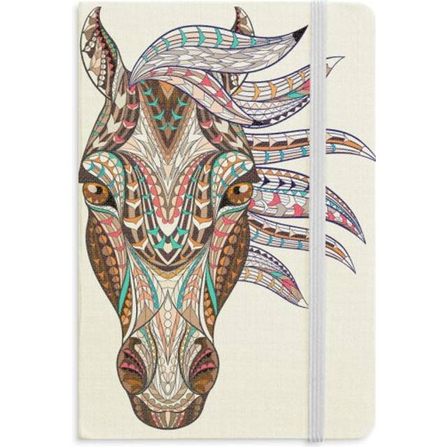 Mosaic Style Colorful Horse Design Notebook Official Fabric Hard Cover Classic Journal Diary