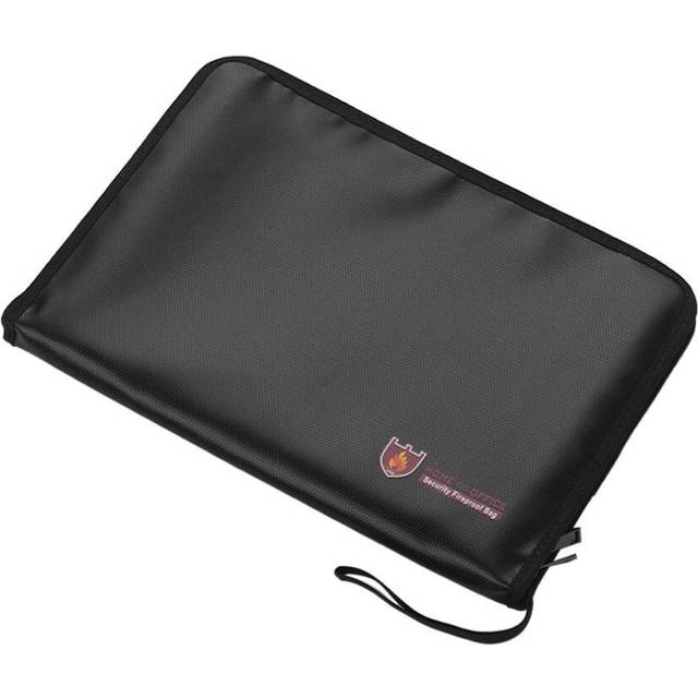Fireproof Waterproof Safe Document Bags A4 Size Expandable File Folder Double Zippers 12 Pockets A4 Size black