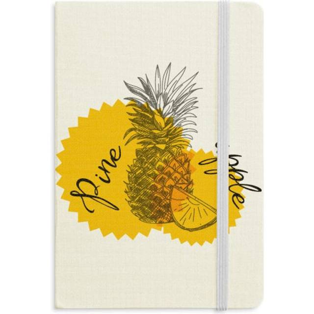 Yellow Pineapple Drawing Fruit Notebook Official Fabric Hard Cover Classic Journal Diary