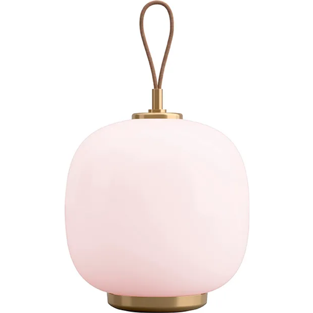 Louis Poulsen VL45 Radiohus portable lamp Ø17,5 cm Brass-pale rose glass