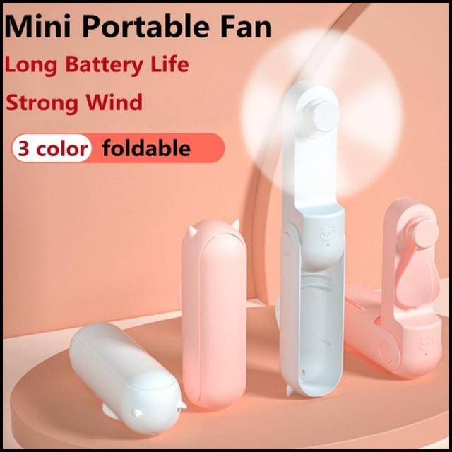 Handheld Mini Portable Student Dormitory Folding Fan Enduring Silent Foldable Usb Rechargeable Handheld Small Pocket Fan with Mobile Power Portable white