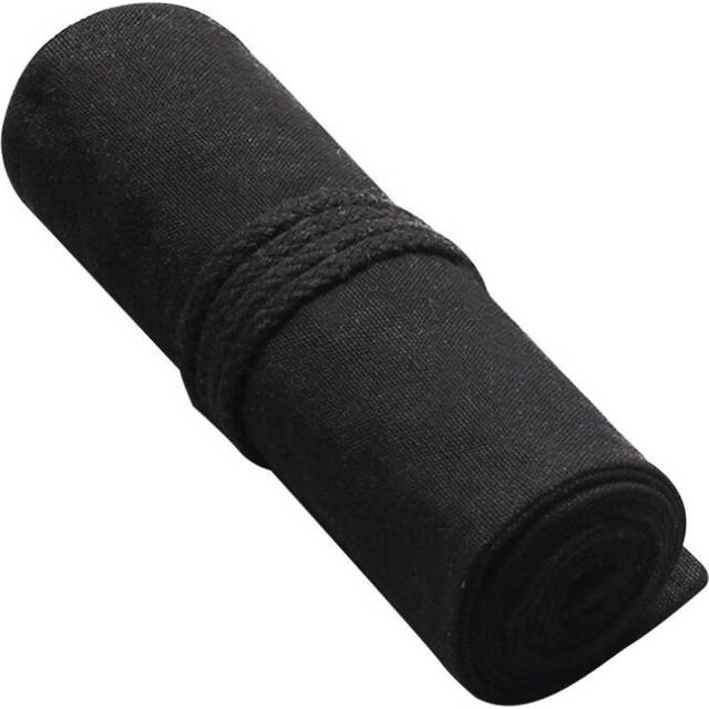 Paint Brush Holder Canvas Roll Up Pencil Pen Holder Artist Draw Pen Storage Bag 12 Slots Canvas 12 slots black