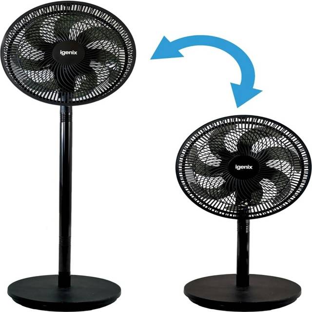IGENIX IGFP012B 12" Pedestal Fan - Black, Black