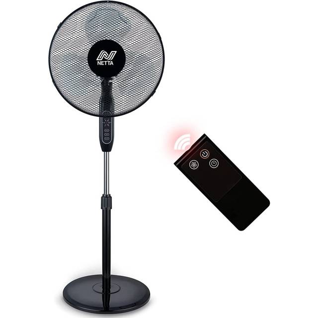 "NETTA 16"" Pedestal Fan with Timer and Remote Control - Black"
