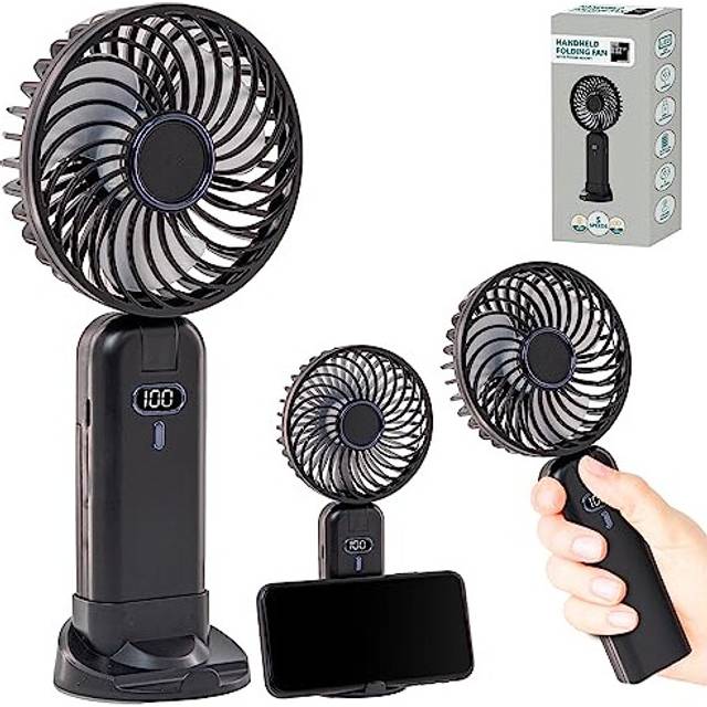 Supply Cube HandHeld Fan with 3 Speeds | Portable Fan | Battery Operated USB Rechargeable Fan | Foldable Hand Fan Travel Accessories | Hand Held Fan,