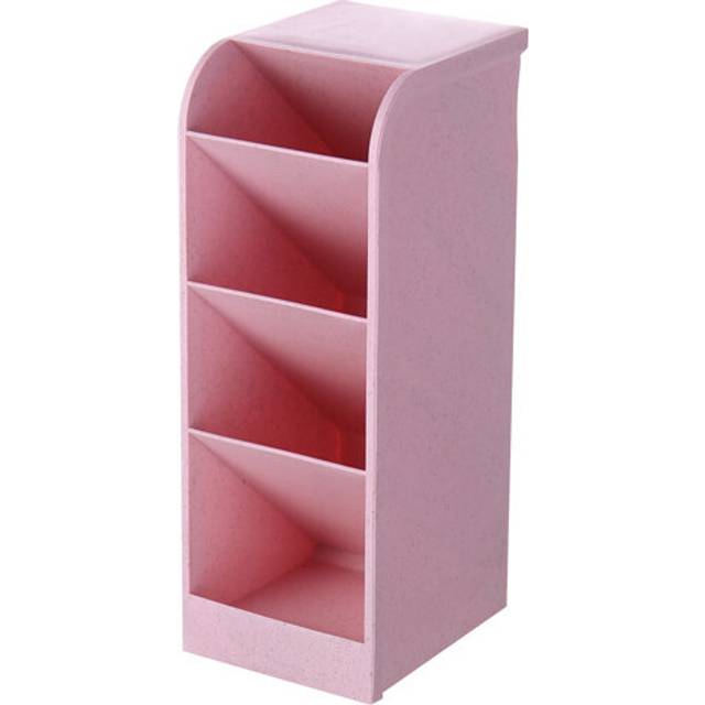 (Pink) Desk Pen Organizer Multi-Functional Storage Makeup Brushes Holder for