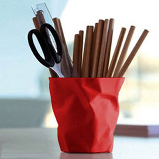 (Red) 3 Color Pen Pencil Pin Gel Pen Ball Piont Pen Desk Organizer Stationery