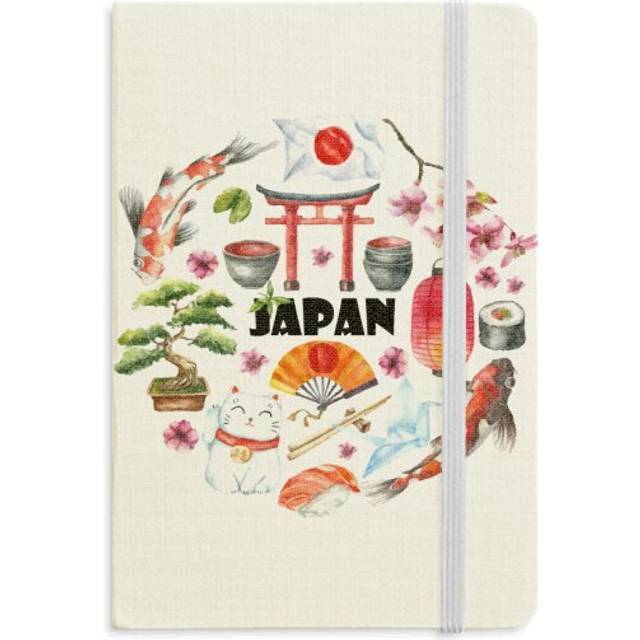 Japan Cute Japanese Style Watercolor Notebook Official Fabric Hard Cover Classic Journal Diary