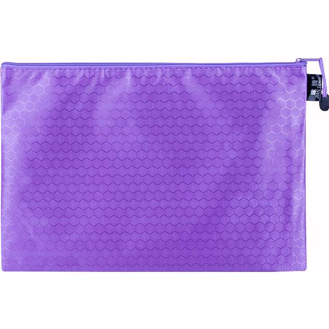 (Light Purple) 1pcs A4 Home Office Zipper Pouch Document Bag Waterproof Zip File Folders