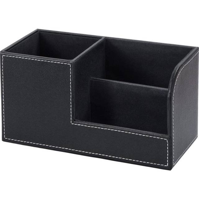 Multifunctional Desk Storage Rack PU Leather Pen Holder Desk Storage Storage Box Stationery Business Card Pen Black