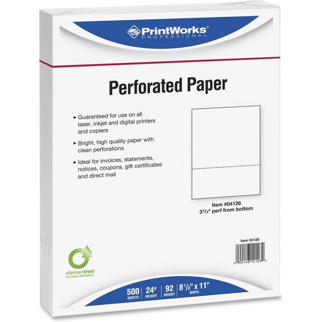 Printworks Professional Office Paper  Perforated 3-2/3-Inch From Bottom  8-1/2 x 11 Inches  24-Lb  500 per Ream (04126)