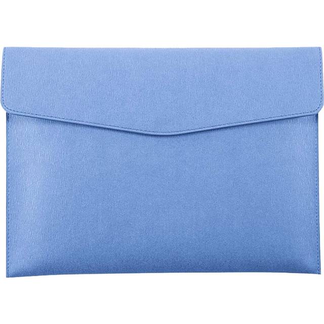 PU Leather A4 File Folder Document Holder Waterproof Portfolio Envelope Folder Case with Snap Closure(Blue)