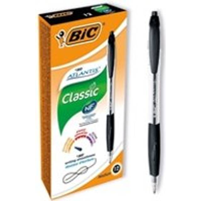 Bic Atlantis Retractable Ballpoint Pen Medium Black (12 Pack)