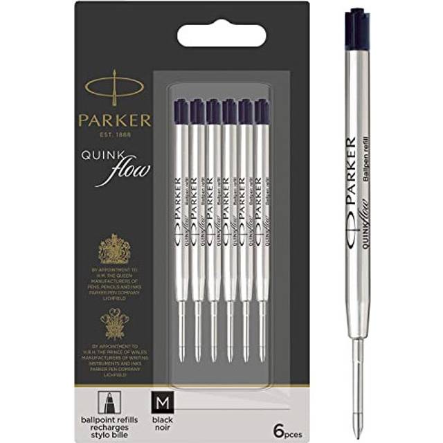 Parker Ballpoint Pen Refills | Medium Point | Black QUINKflow Ink | 6 Count Value Pack