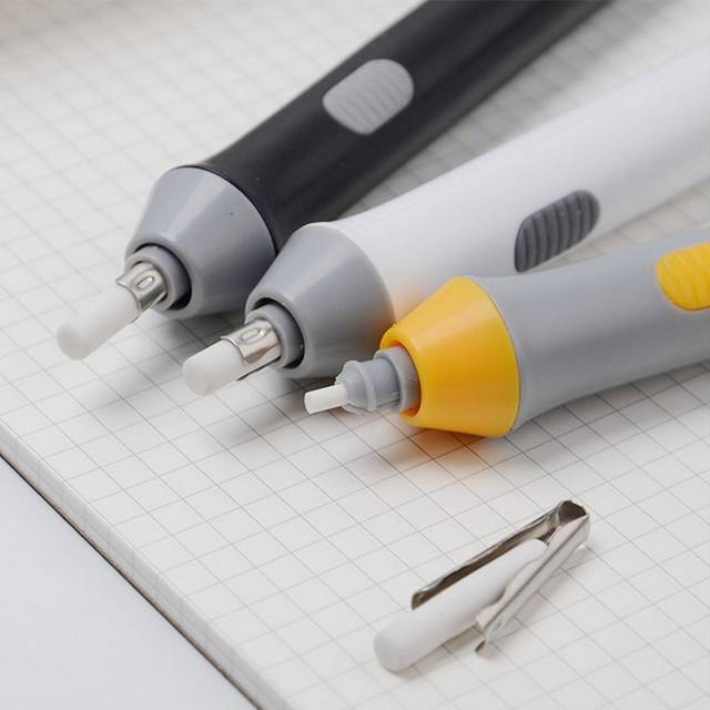 Electric Eraser Kit Pencil Eraser with 22 Eraser Refills Battery Operated Eraser Stationery grey