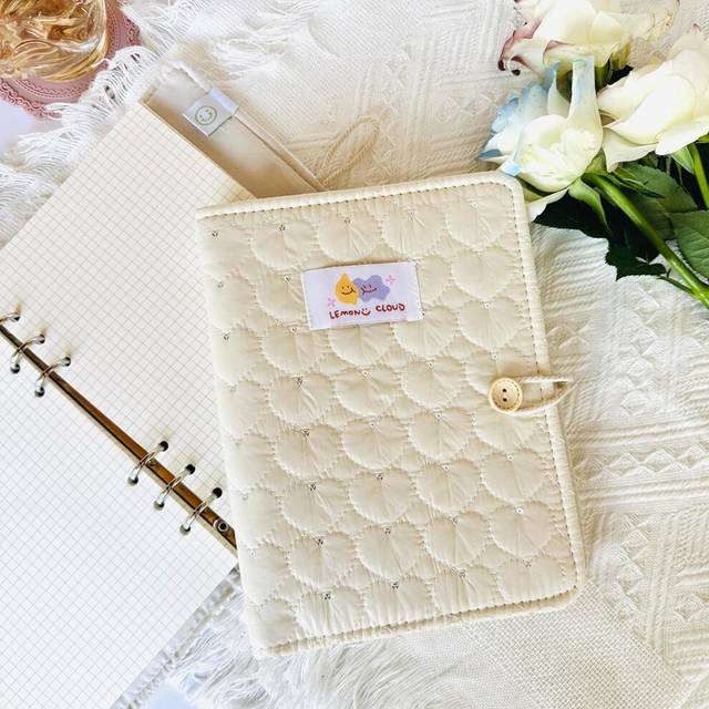 Cloth Cover A5 Journal Notebook, Refillable Loose Leaf Paper College Ruled Notebook Spiral Journal for Work Travel Art Gift (Warm Yellow)