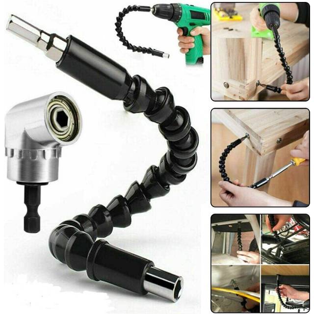 105 Degree Right Angle Drill Adapter with Flexible Shaft Bits Extension Shaft with Screwdriver Bit Holder