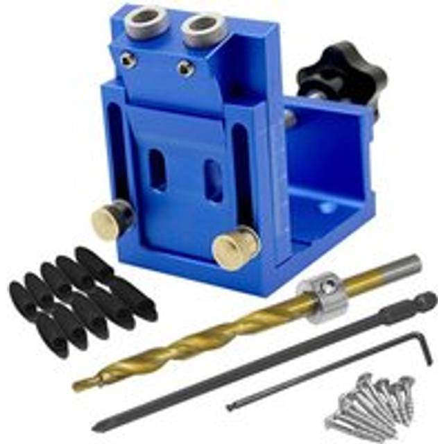 Tlily - Pocket Hole Jig Kit, 15° Angled Woodworking Holes Locator, Drill Guide Set W/2 Bits for Carpentry