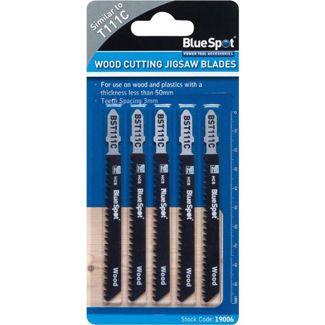 Blue Spot Tools 5 Piece HCS Quick Cut Jigsaw Blades for Wood (8 TPI)