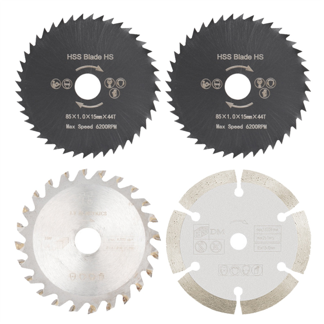 Mini Circular Saw Blade Set 4Pcs 85Mm Diamond Saw Blade for Cutter Metal Aluminum Cutting HSS/ Cutting Tool