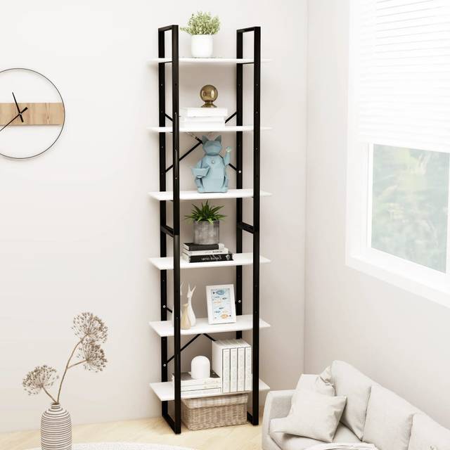 Mirena 210cm H Metal Bookcase - White ((6 Shelves) 210cm H x 60cm W x 30cm D)