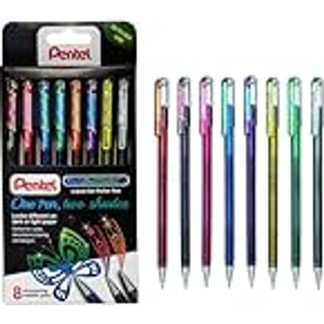 Pentel Hybrid Dual Metallic Gel Rollerball - Mixed Colours (Pack of 8)