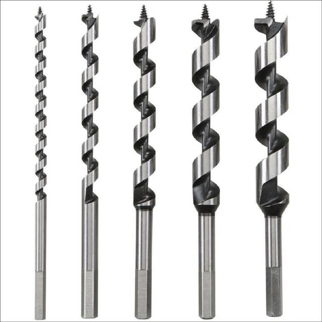 5Pcs Wood Drill Bit long 9inch Screw Point Hex- Drill Deep Hole