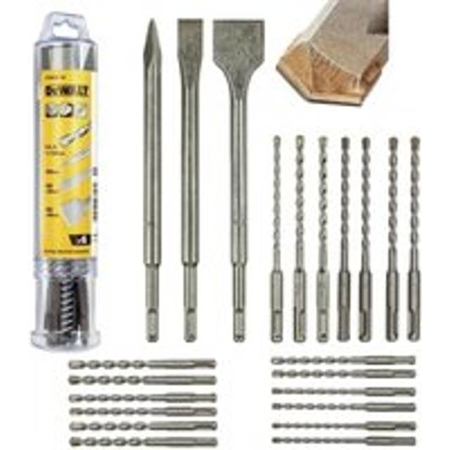 22 Piece sds+ Flat Chisels Spade + Point + Carbide Drill Bit Set sds plus - Dewalt