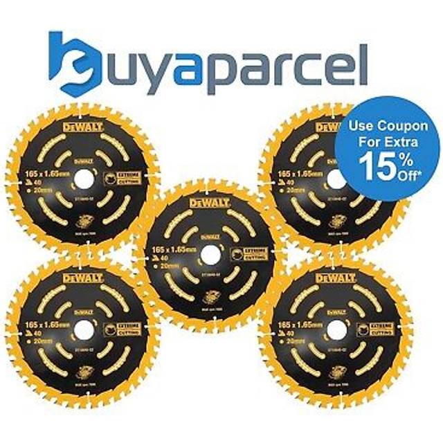 DT10640 5 x Circular Saw Blade 165 x 20 x 40T Extreme Framing DCS391 - Dewalt