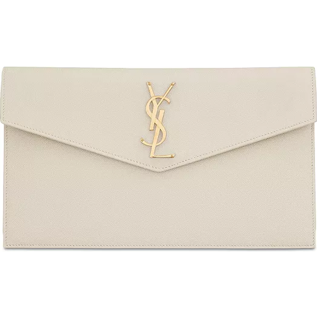 Saint Laurent Uptown leather clutch - white (One Size)