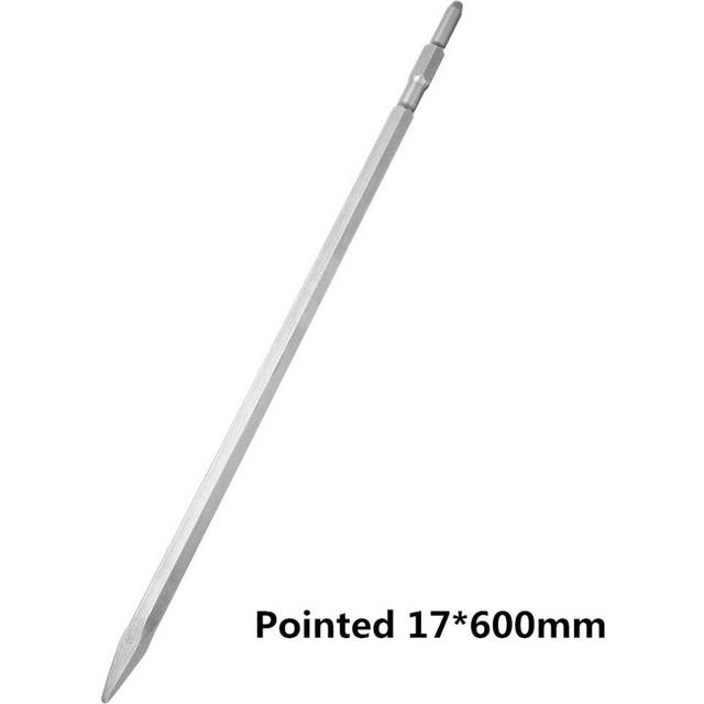 (Pointed17*600mm) 17 x 280/400/600mm Pointed/Flat Head Hex Shank Drill Bit for Hammer Drill Machine Slot