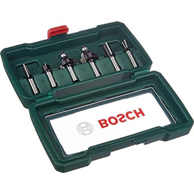 Bosch 6-Piece Hard Metal Router Bit Set (for Wood, Shank ? 8 mm, Accessory Routers)