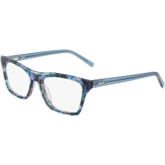 DKNY DK5076 388 Women's Eyeglasses Blue Size 53 (Frame Only) - Blue Light Block Available - Teal Blue Horn (53)