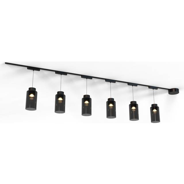 Modernt skensystem med 6 svarta pendellampor 1-fas - Magnetic Vance