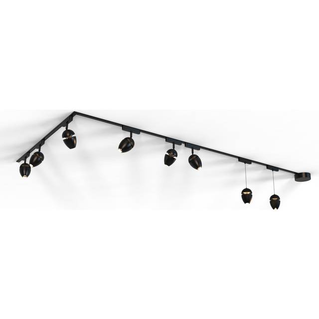 Track Lighting System with 6 Spotlights and 2 Pendant Lights Black 1-Phase - Magnetic Eggy