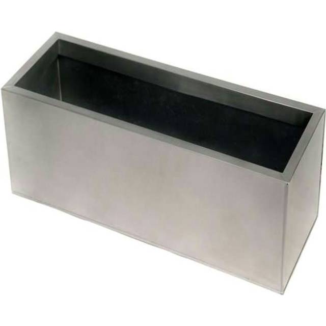 Zinc Galvanised Rectangular Silver Outdoor Trough Planter 70cm - One Size