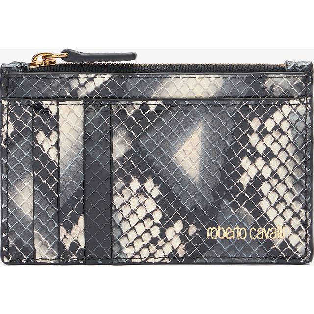 Roberto Cavalli Printed Leather Cardholder With Zip - Female Accessories Black/white