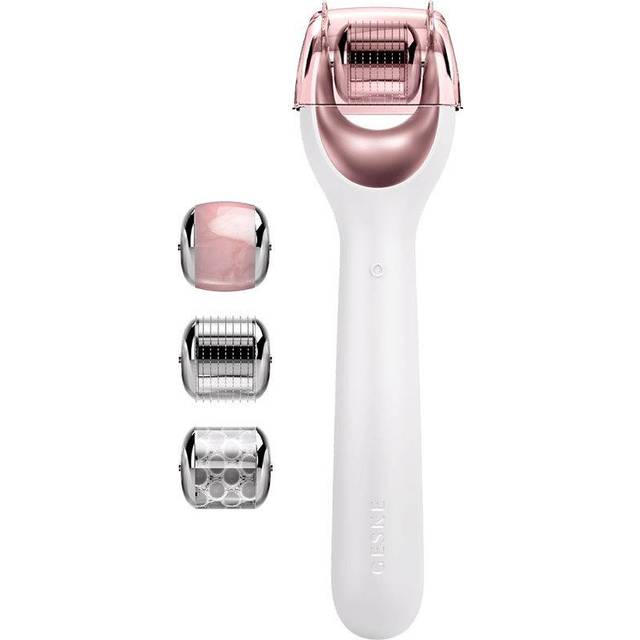 GESKE | SmartAppGuided™ MicroNeedle Face Roller | 9 i 1 | Med rosenkvarts | Microneedling | Professionell Microneedling-enhet | Nålrulle | Beauty Roller ansikte | Microneedling-rulle