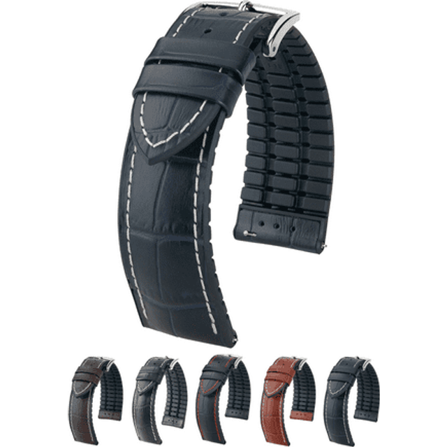 Hirsch George 22mm Large Blå/Silver Klockarmband