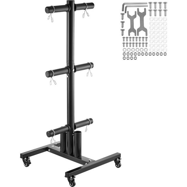 VEVOR Weight Plate Rack, Vertical Weight Plate Tree for 2-Inch Weight Plates, Standard Weight Plate Tree with Wheels, 1000 lbs Load Capacity Weight Storage Holder, Home Gym Barbell Rack Storage Stand