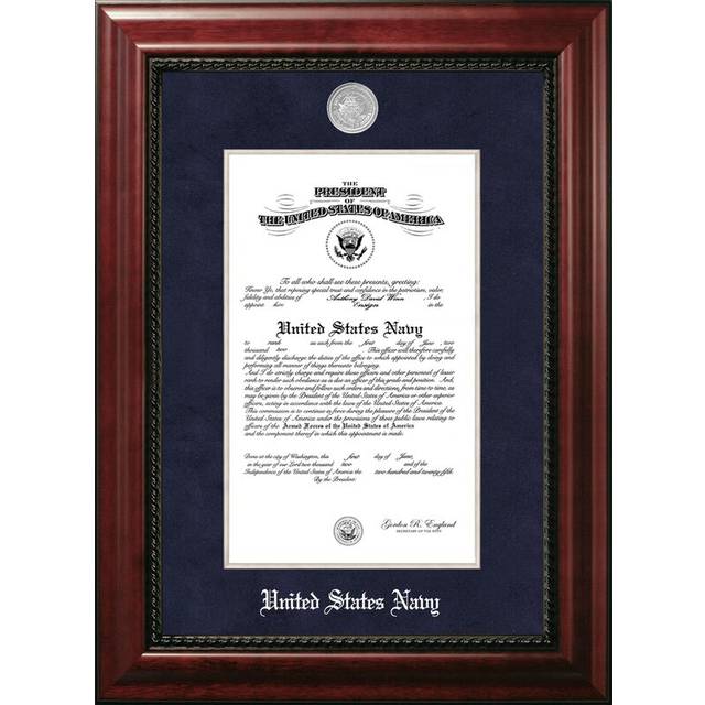 Campus Images NACEX00211x14 11 x 14 in. Patriot Frames Navy Certificate Executive Mahogany Frame with Silver Medallion