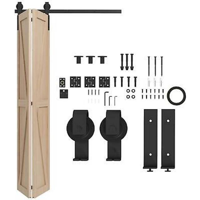 Homcom 4ft/122cm bi-folding sliding barn door hardware kit sliding door kit