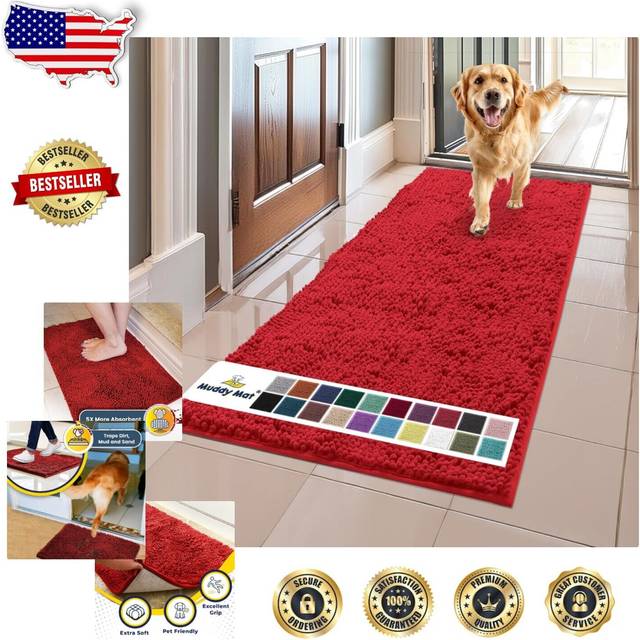 Muddy Mat AS-SEEN-ON-TV Highly Absorbent Microfiber Door Mat and Pet Rug  Non Slip Thick Washable Area and Bath Mat Soft Chenille for Kitchen Bathroom