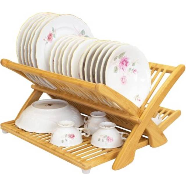Totally Bamboo Eco Collapsible Dish Drying Rack  Natural Bamboo