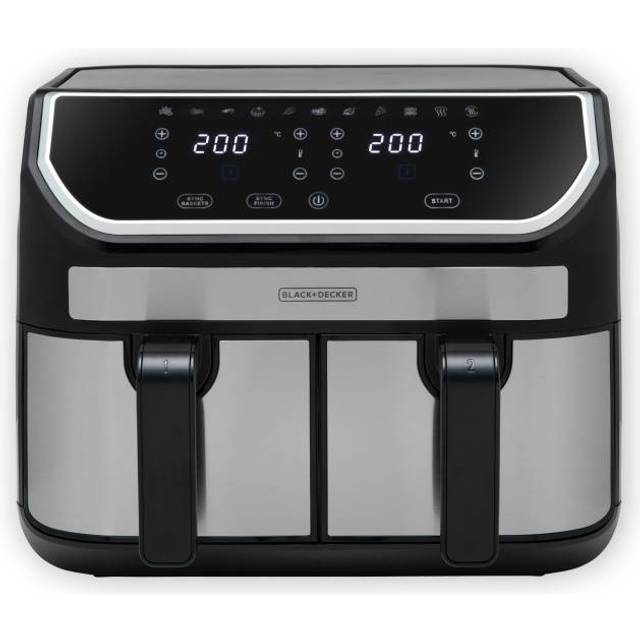 BXAF17094GB Black & Decker 9L Dual Basket Air Fryer with Sync Finish, 2100W, Black